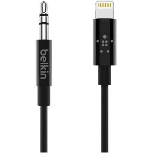 3.5MM AUDIO CABLE WITH LIGHTNING CONNECTOR 0.9M BLACK