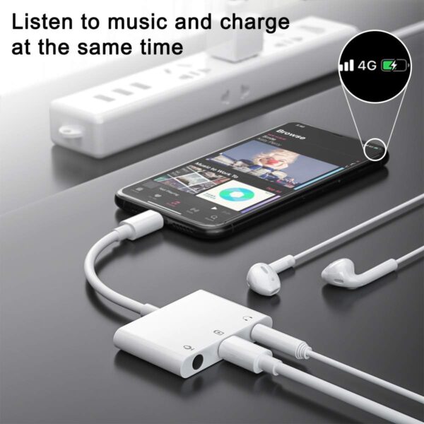 3.5MM AUDIO + CHARGE ADAPTER WHITE FOR LIGHTNING
