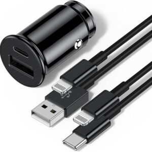 CAR CHARGER+USB PORT(IPHONE/IPAD)(BLACK)