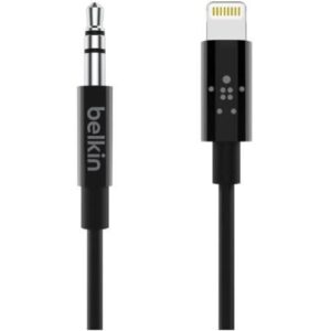 3.5MM AUDIO CABLE WITH LIGHTNING CONNECTOR 0.9M BLACK