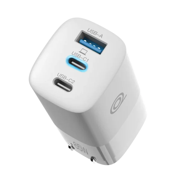 Cheetah4 65W Dual USB-C & Single USB-A Port Super-fast GaN Charger + Type-C to Type-C 1m Cable - digifon