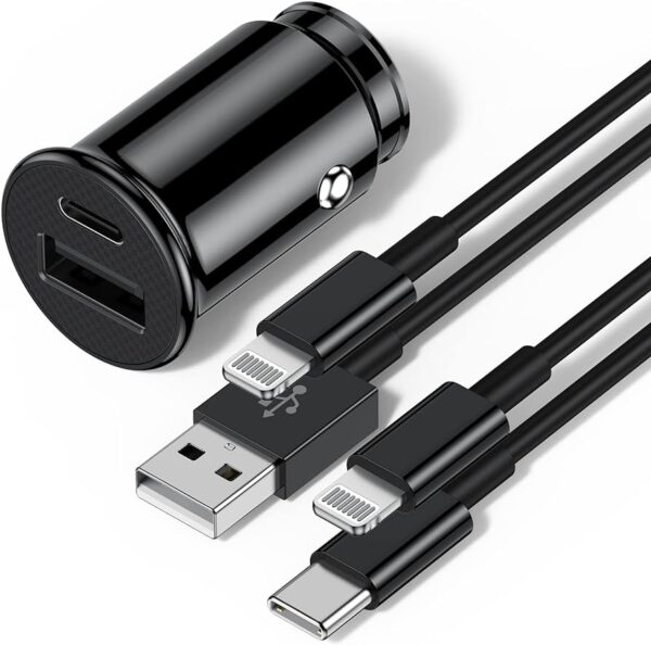 CAR CHARGER+USB PORT(IPHONE/IPAD)(BLACK)