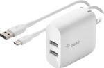 USB-A WALL CHARGER 12W + LIGHTNING TO USB-A CABLE
